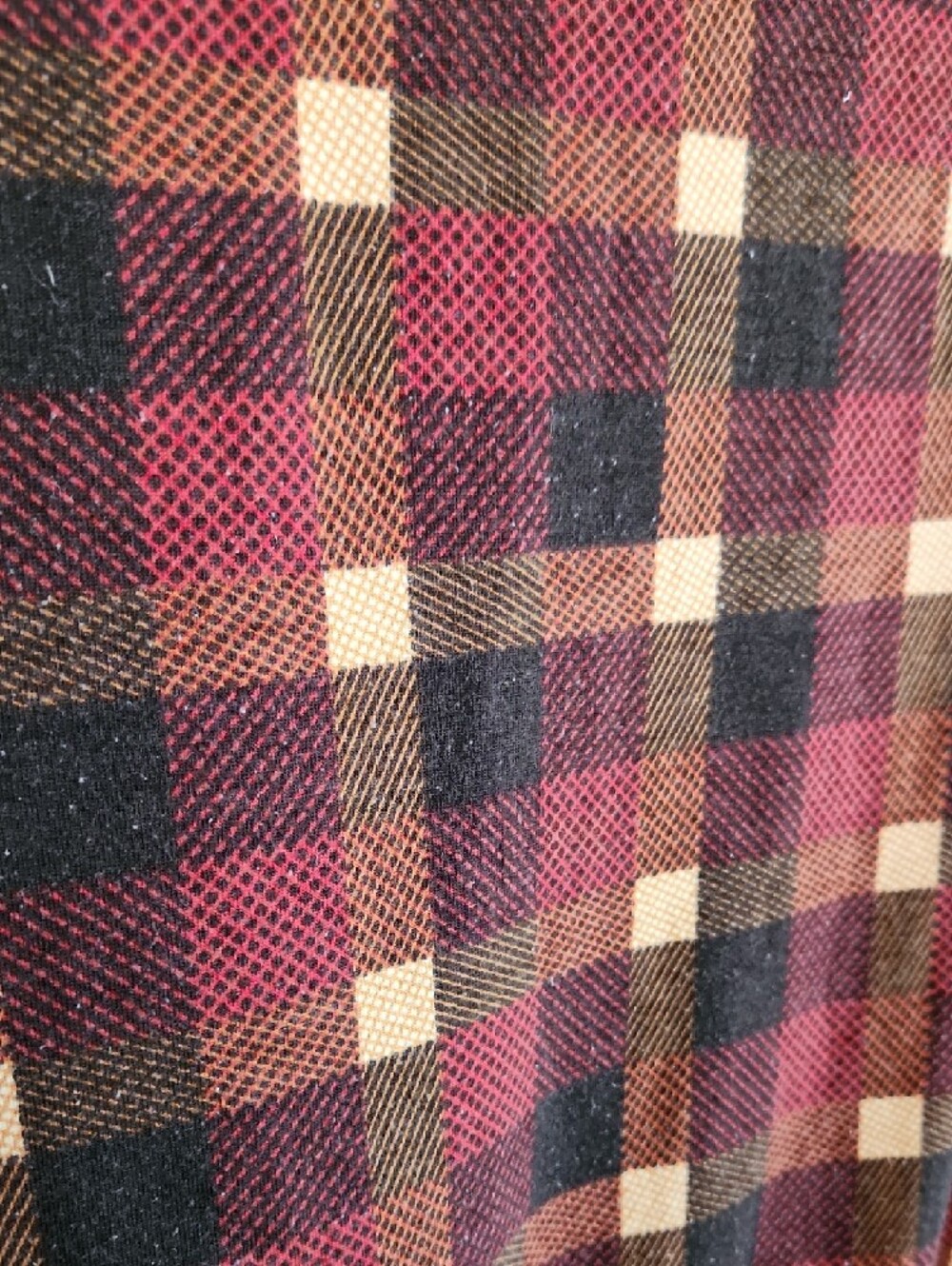 Lularoe Plaid Short-Sleeve Midi Dress in Burgundy and Mustard FINAL PRICE - Picture 4 of 6